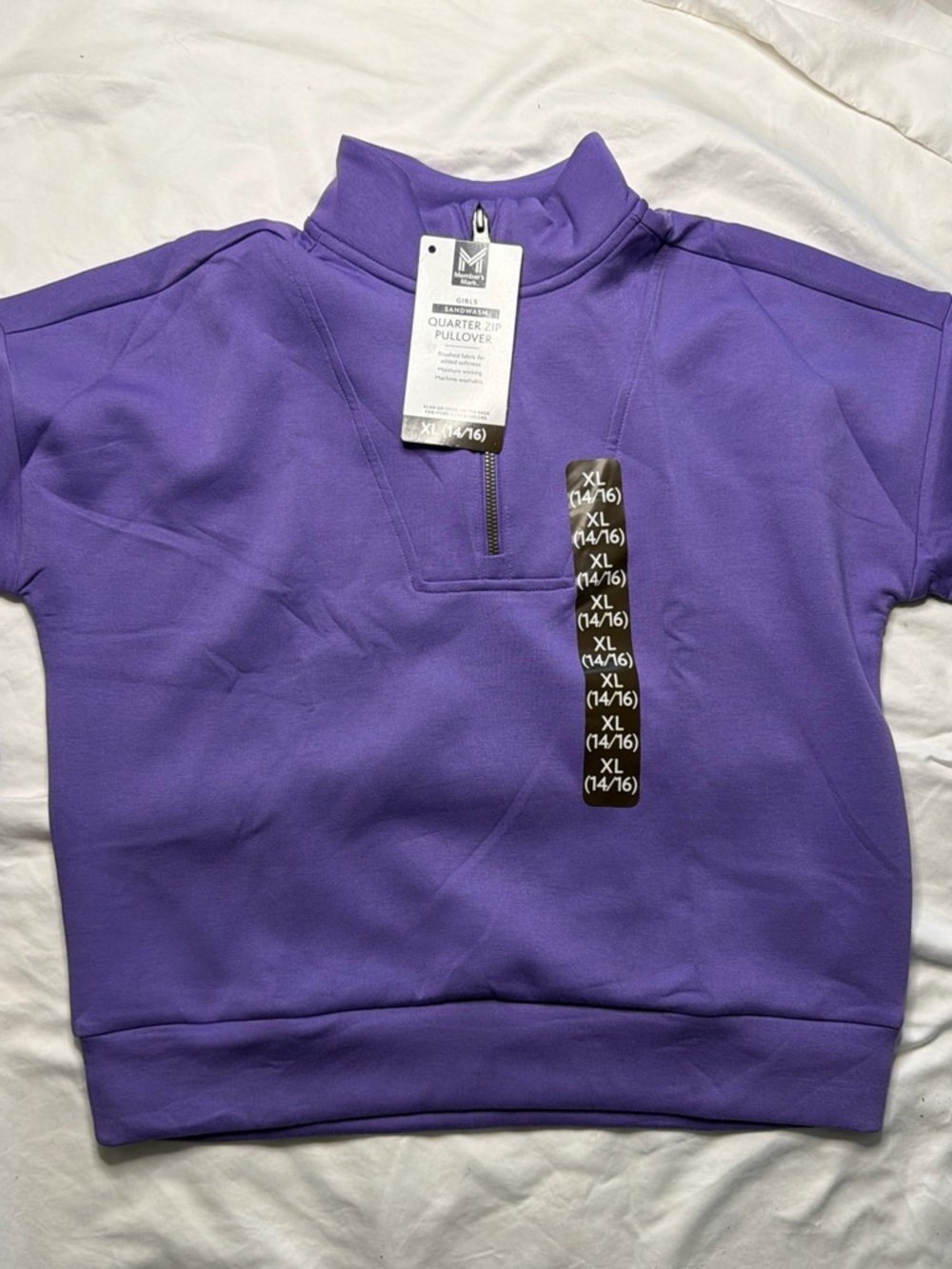 Girls' Quarter-Zip Pullover Hoodie in Purple - Brand: M Club